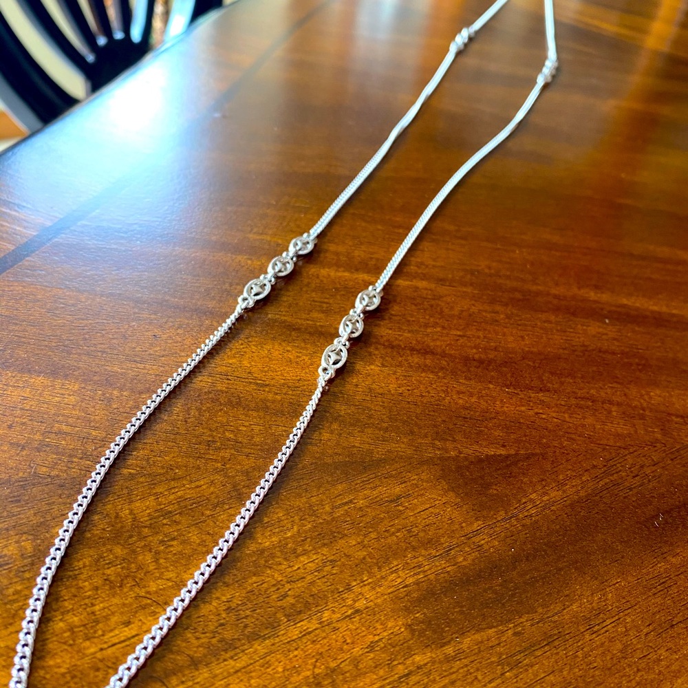 Long silver necklace